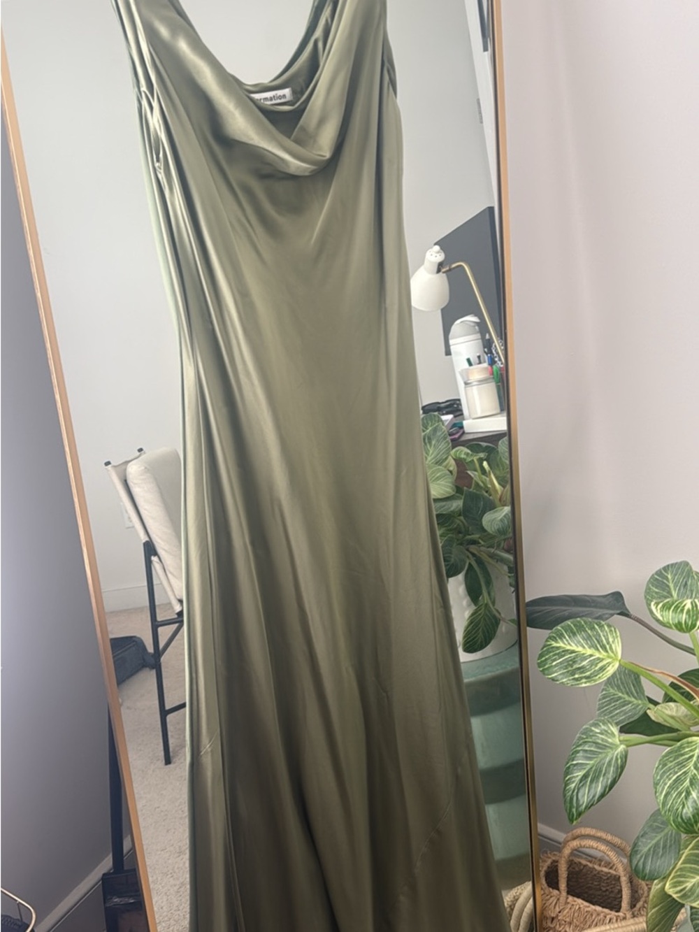 Reformation Bryn Silk Dress in Artichoke - Picture 5 of 6